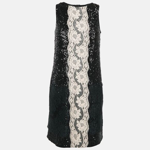 dolce and gabbana black sequin dress Dolce & Gabbana Black Lace Floor-Length Evening Gown